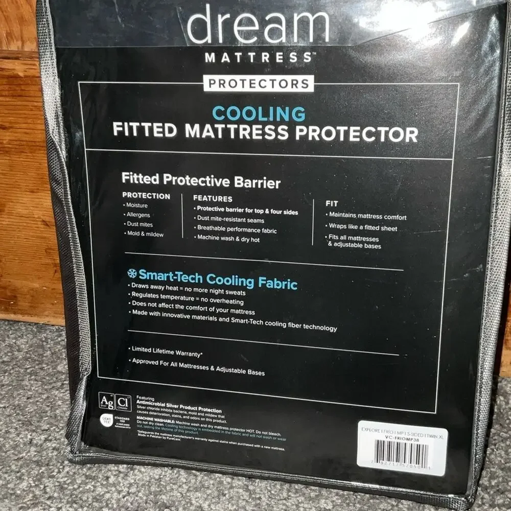Dream Cooling Mattress Protector Twin XL Split King Waterproof Dorm Bed NIP